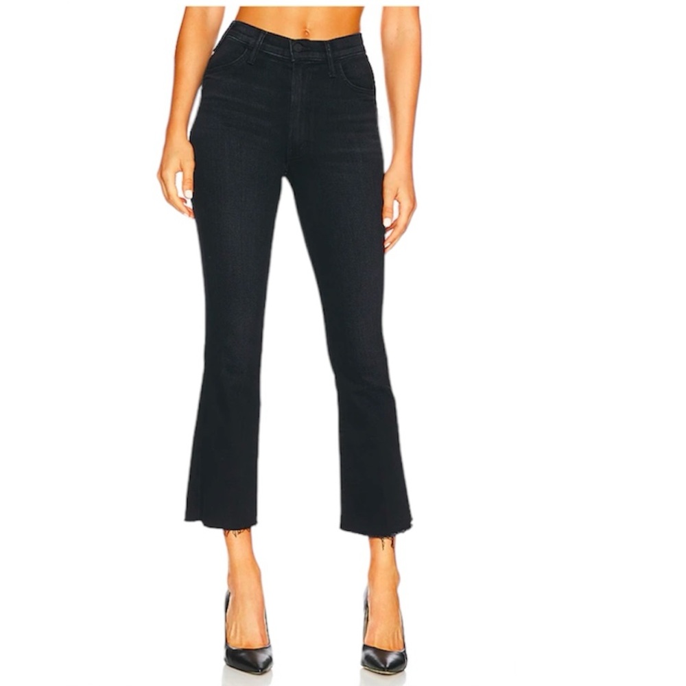 MOTHER Jet Black Cropped Jeans